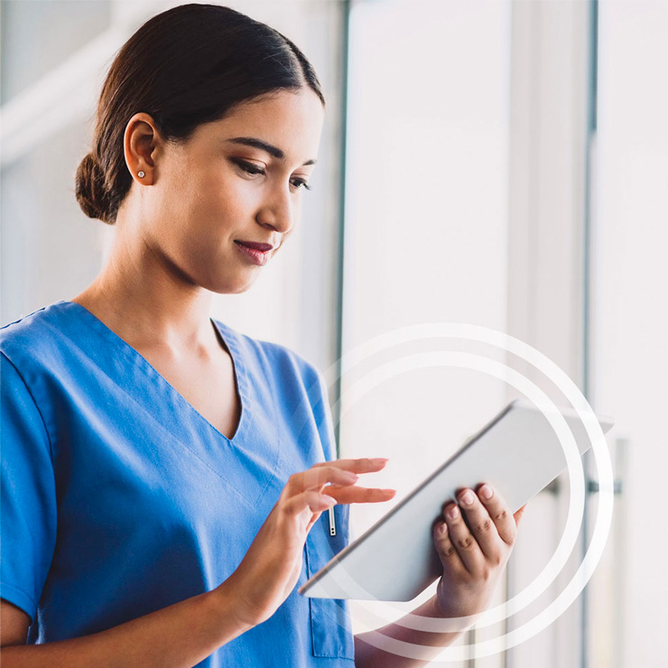 nurse using tablet