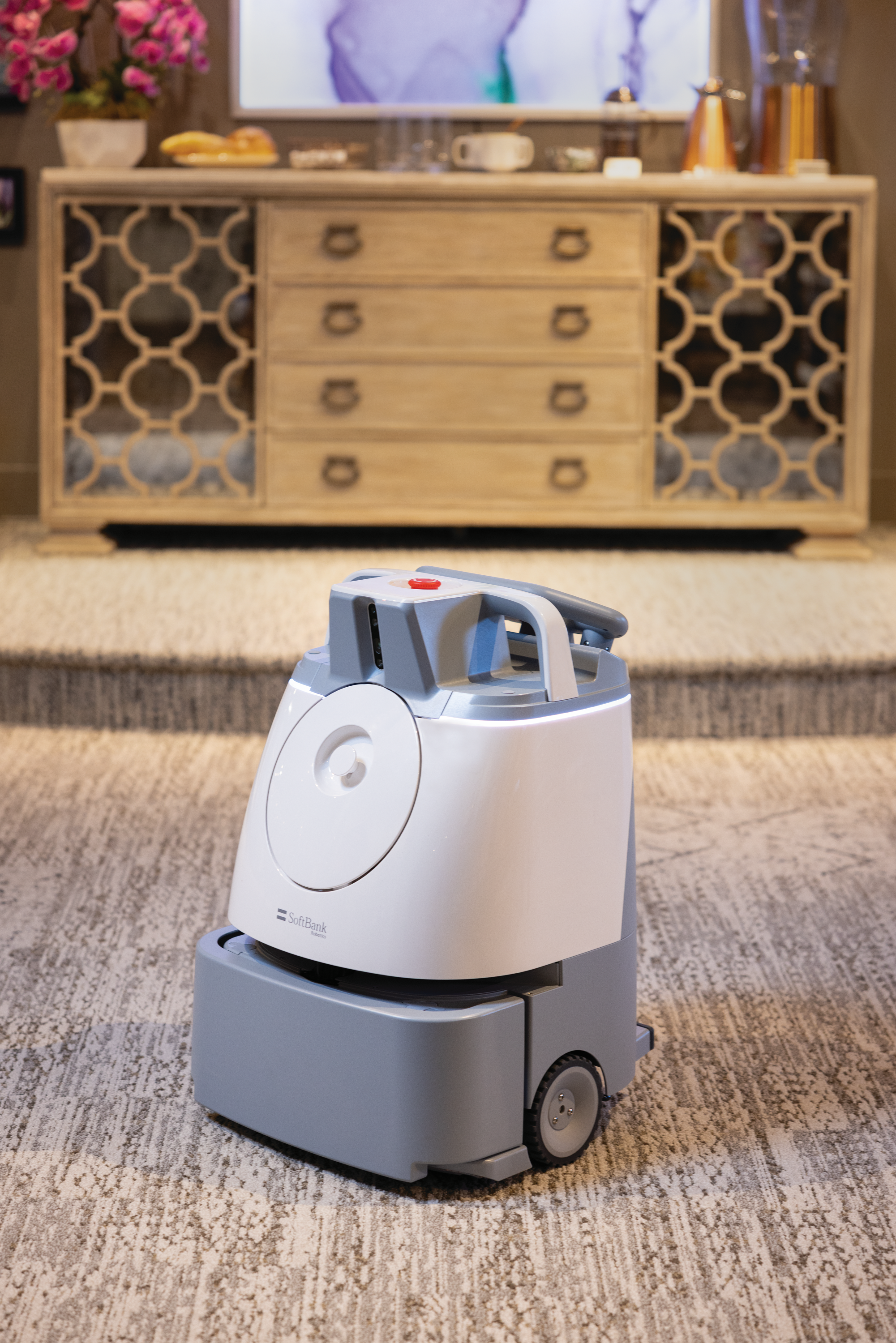 Whiz floor care robot in a senior care setting
