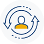 icon of a person with two arrows going around in a circle
