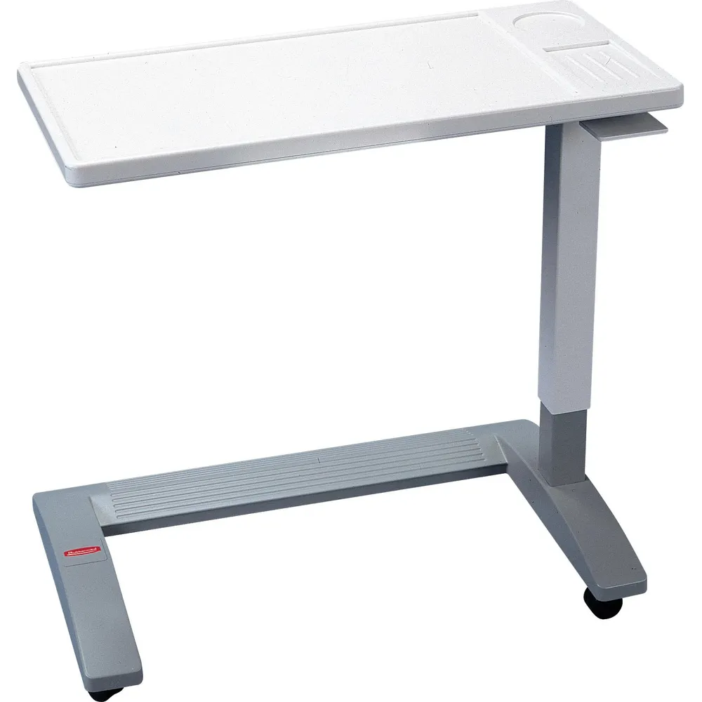 overbed table with wheels designed for easy maneuvering
